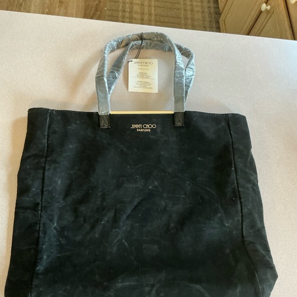 Jimmy Choo Black Suede woman’s tote Bag NWT black brushed velvet with wrinkles. - Picture 2 of 4